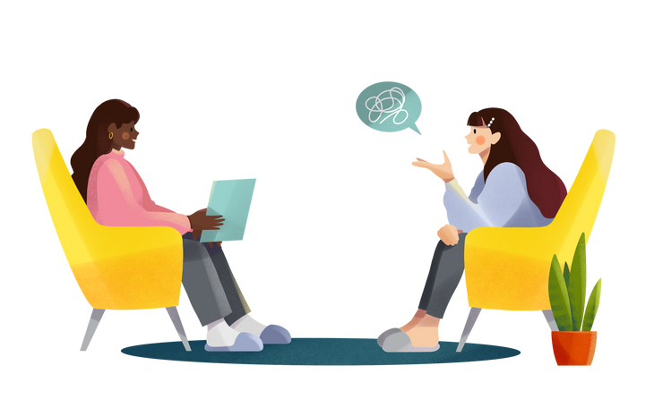 Young women communicating in therapy session